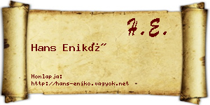 Hans Enikő névjegykártya